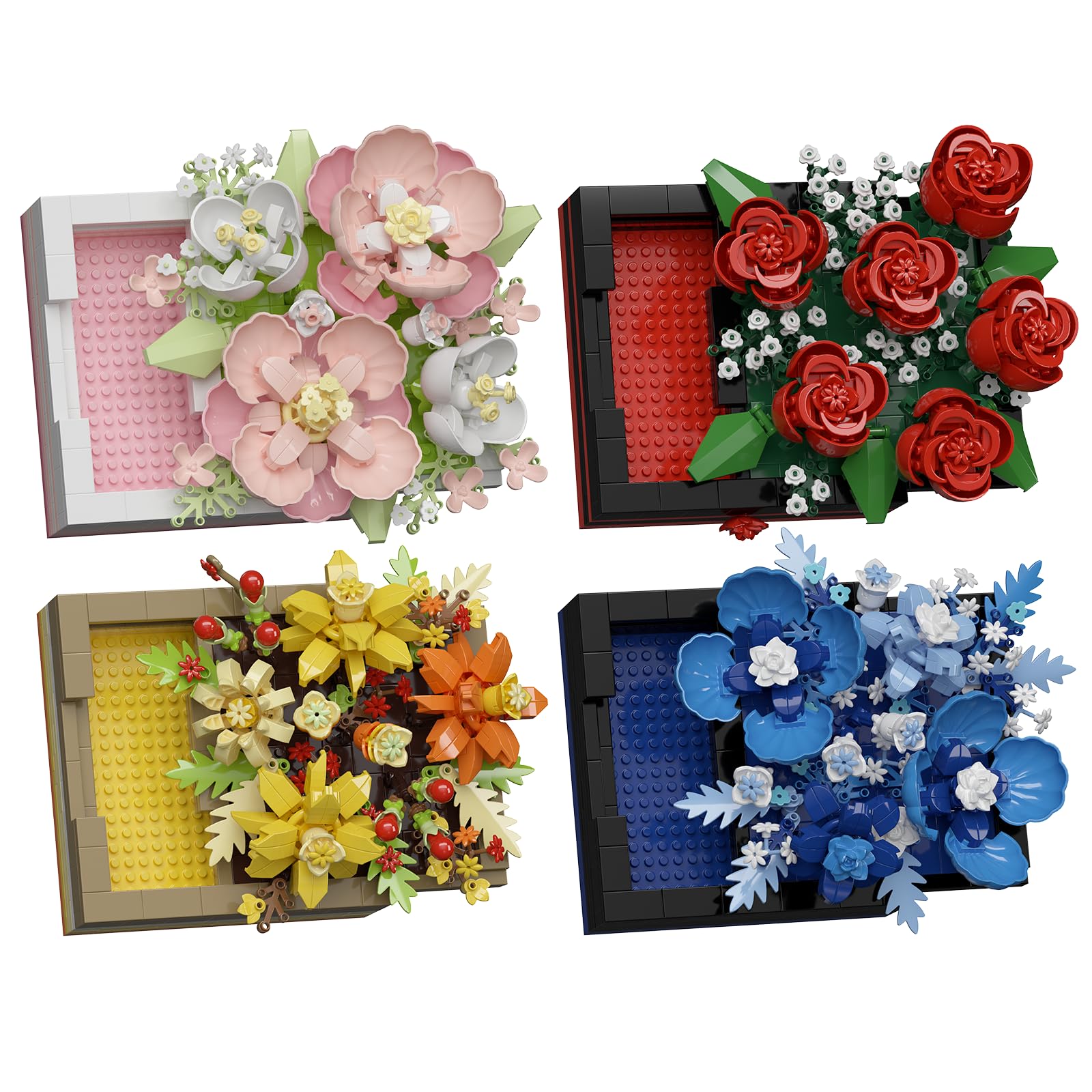 ミニチュアフレーム #4 Amazon.com: Sacblirr 4 Set Mini Flower Picture Frame Building Toy